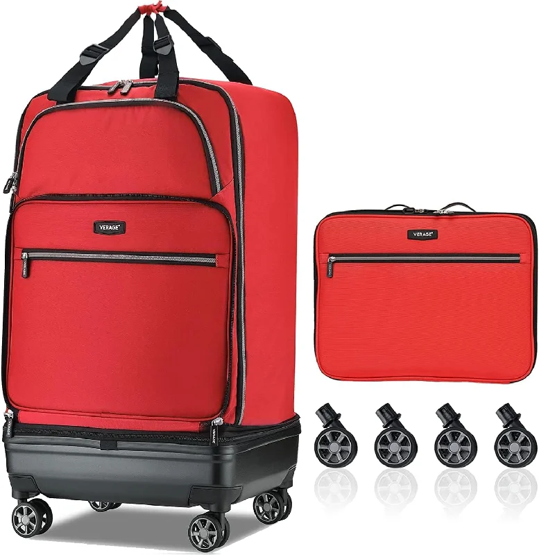 Lightweight suitcase for boys-Verage Foldaway collapsible carry-on luggage removable spinner wheels