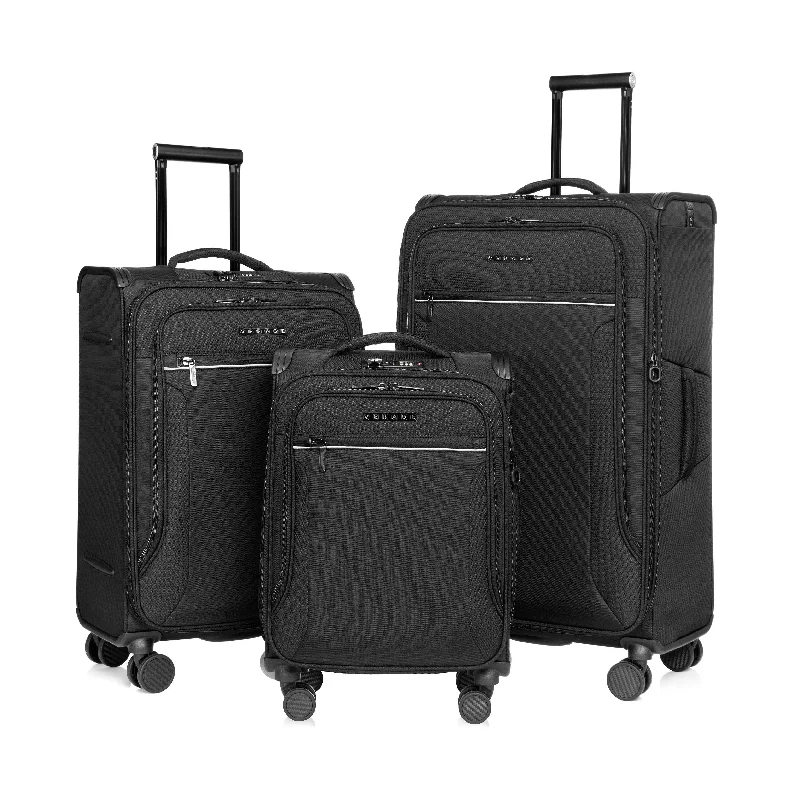 Suitcase with multiple compartments-Verage® Toledo III Anti-Bacterial Softside Luggage 3 Piece Set (19" + 24" + 29")