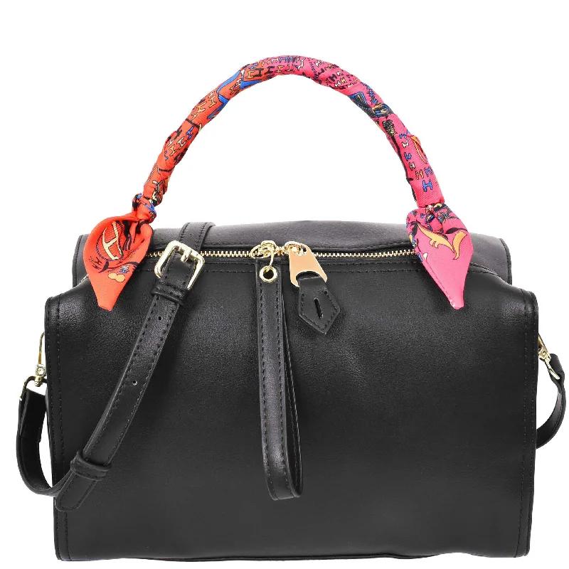 Handbag event swag-Womens Faux Leather Barrel Shape Handbag Georgia Black