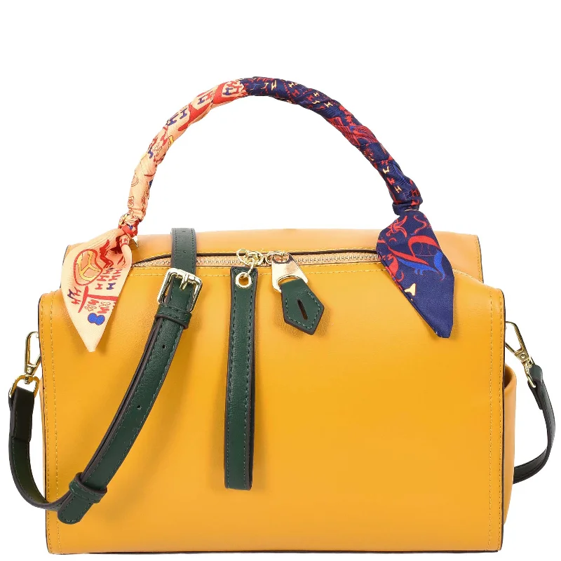 Handbag fundraiser item-Womens Faux Leather Barrel Shape Handbag Georgia Yellow