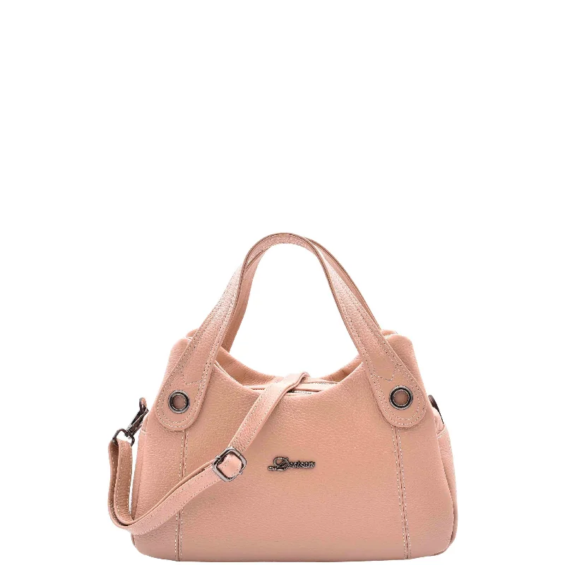 Handbag tech inspired-Womens Grained Leather Shoulder Bag Zip Small Size Handbag Daisy Rose