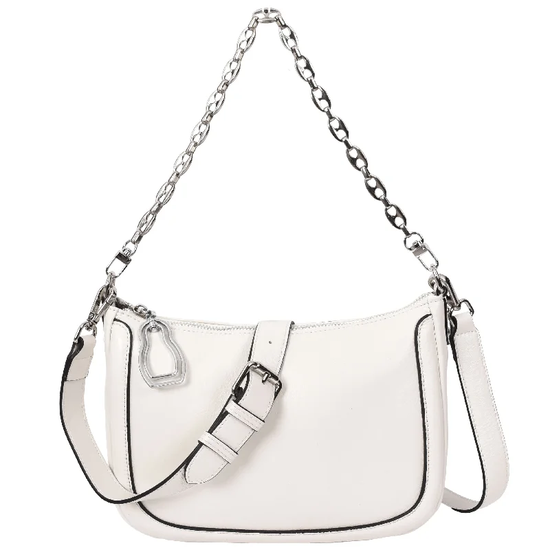 Handbag hippie vibe-Womens Leather 2-in-1 Cross Body Handbag Aurora White