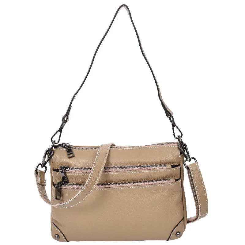 Handbag Facebook group-Womens Leather 2-in-1 Cross Body Shoulder Bag Olivia Beige