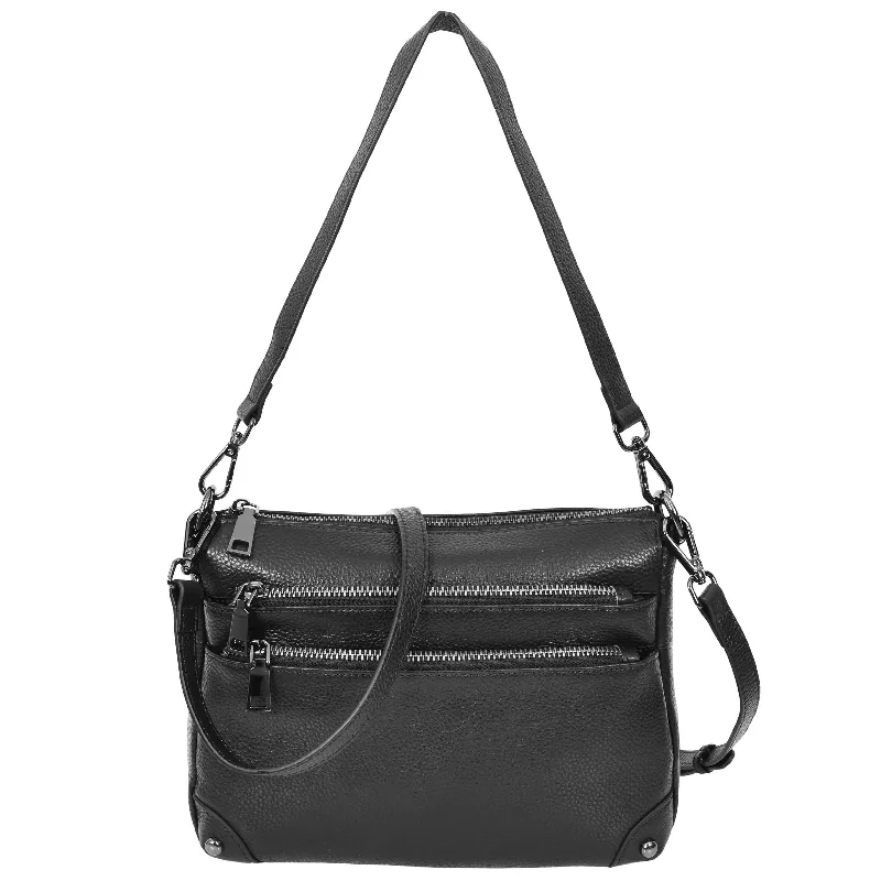 Handbag Pinterest ideas-Womens Leather 2-in-1 Cross Body Shoulder Bag Olivia Black