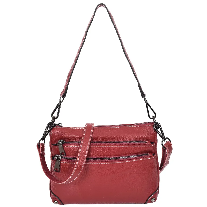 Handbag TikTok viral-Womens Leather 2-in-1 Cross Body Shoulder Bag Olivia Red