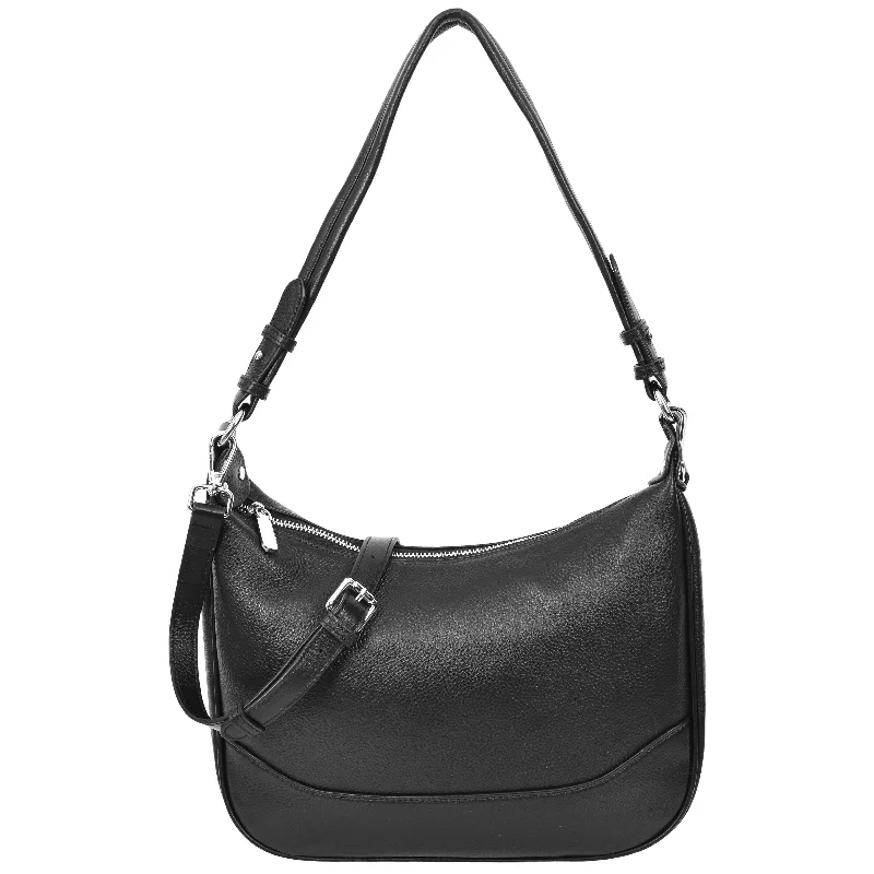 Handbag haul share-Womens Leather Hobo Style Shoulder Bag Daphne Black