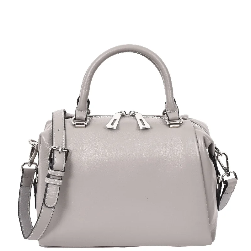 Handbag nature inspired-Womens Leather Small Barrel Shape Handbag Luna Grey