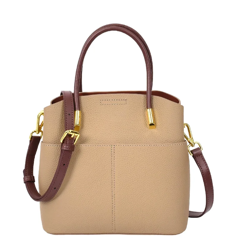 Handbag public transit-Womens Leather Top Handle Bag Ella Beige