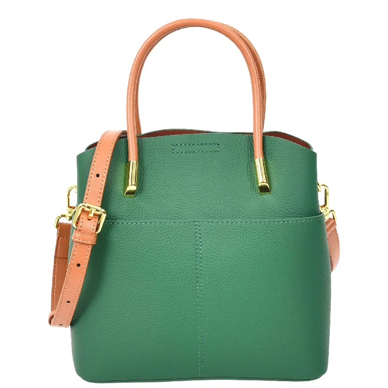 Handbag commuter bag-Womens Leather Top Handle Bag Ella Green