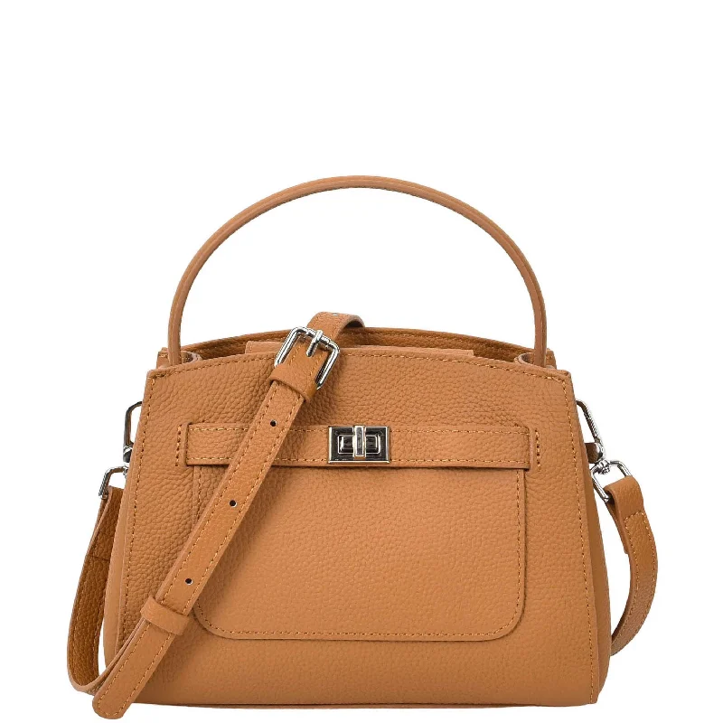 Handbag professional look-Womens Leather Top Handle Small Bag Lydia Tan