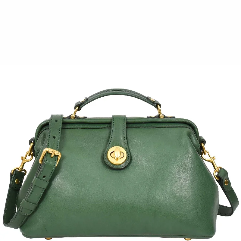 Handbag swim tote-Womens Real Leather Bag Doctor Handbag HOL848 Green