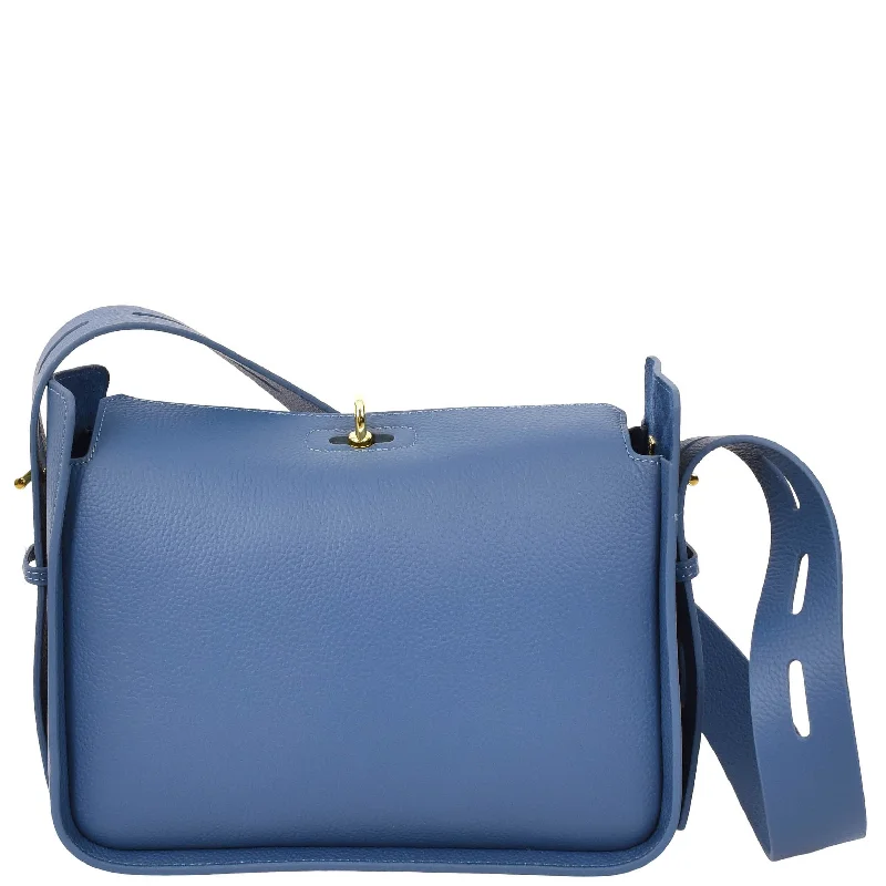 Handbag road trip-Womens Real Leather Classic Shoulder Bag Penelope Blue