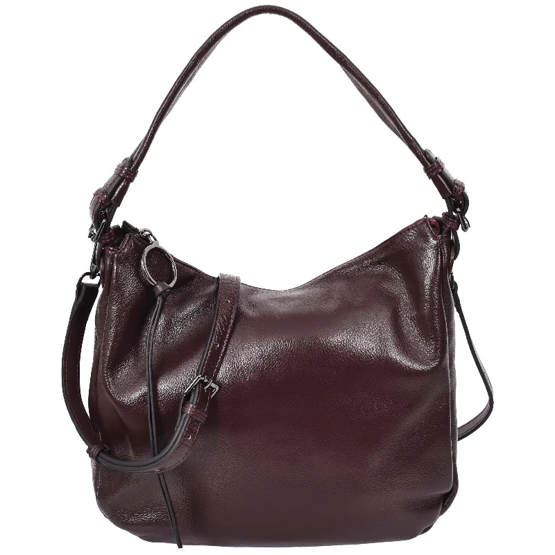 Handbag influencer collab-Womens Real Leather Hobo Style Handbag Diana Purple