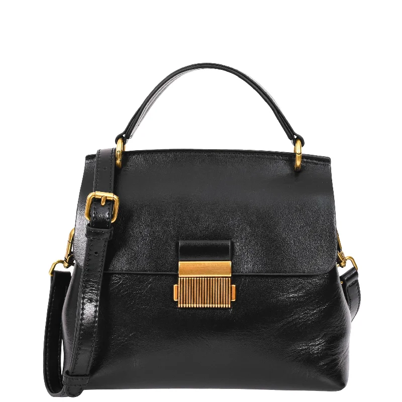 Handbag workout essentials-Womens Real Leather Small Handbag Gabriella Black