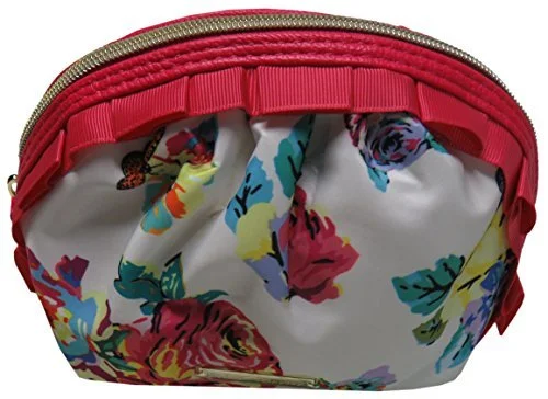 Top mini backpack deals 2025-Betsey Johnson Women'S Mini Ruffle Cosmetic Bag, White/Floral