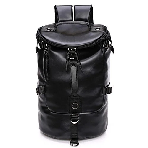 Handbag Hanoi charm-CHAO RAN Men Large Travel Duffle Gym Luggage Bag Leather Backpack Shoulder School Handbag (Black)