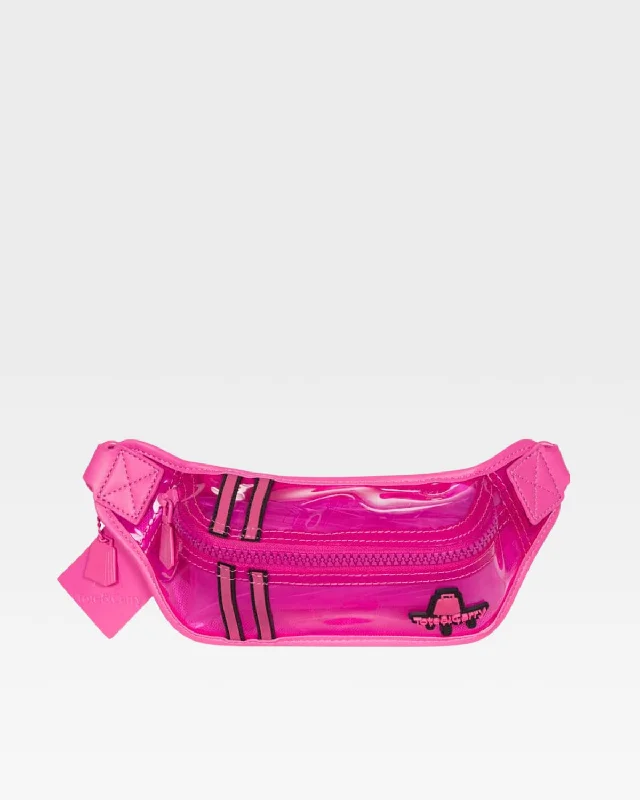 Mini backpack with trendy prints-Clear Mini Fanny Pack in Neon Pink