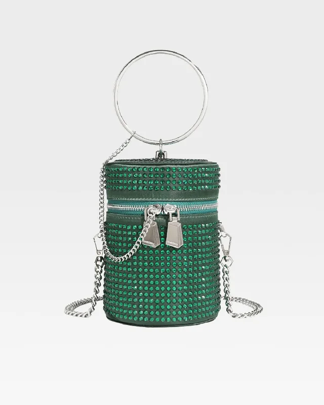 Mini backpack for school books-Crystal Mini Barrel Bag in Green