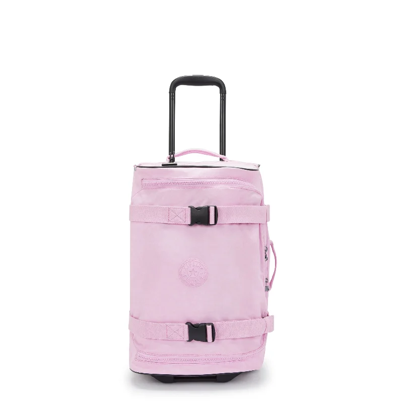 Travel suitcase with padded straps-Kipling Aviana Small Rolling Carry-On Luggage - Blooming Pink