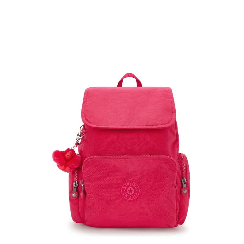 Backpacks with sturdy handles-Kipling City Zip Small Backpack - Confetti Pink