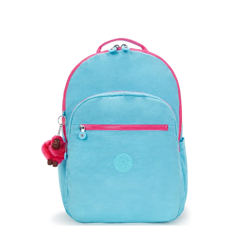 Backpacks for rugged use-Kipling Seoul Extra Large 17" Laptop Backpack - Blue Sea Combo