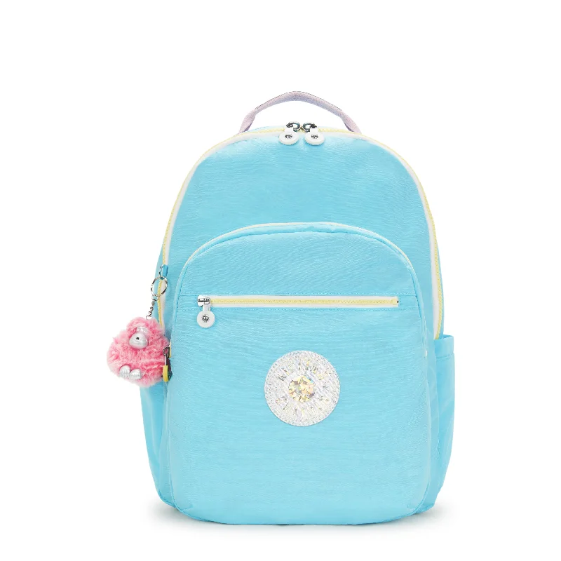 Backpacks for school kids-Kipling Seoul Extra Large 17" Laptop Backpack - Blue Sea Mix