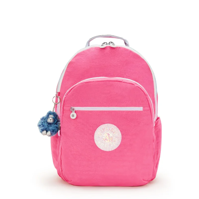 Backpacks with durable fabric-Kipling Seoul Extra Large 17" Laptop Backpack - Happy Pink Mix