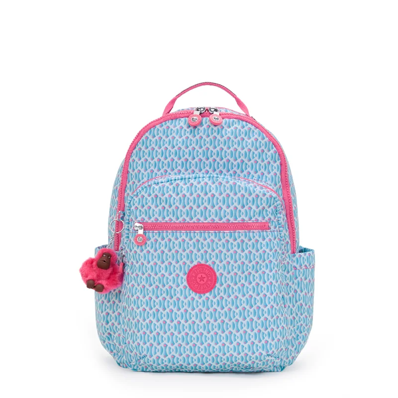 Backpacks for weekend camping-Kipling Seoul Large Printed 15" Laptop Backpack - Dreamy Geo C