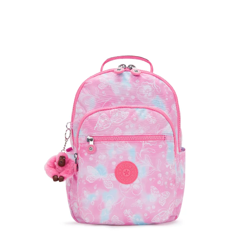 Backpacks with breathable straps-Kipling Seoul Large Printed 15" Laptop Backpack - Garden Clouds