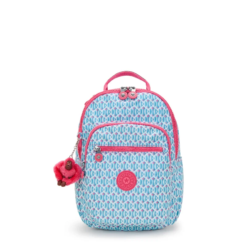 Backpacks with hidden pockets-Kipling Seoul Small Printed Tablet Backpack - Dreamy Geo C