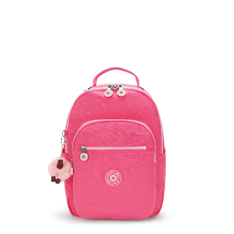 Backpacks with extra compartments-Kipling Seoul Small Tablet Backpack - Happy Pink C