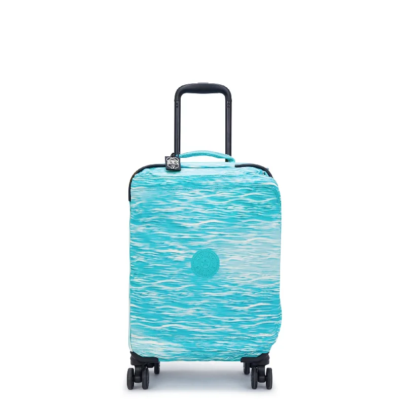 Durable travel suitcase for women-Kipling Spontaneous Small Printed Rolling Luggage - Aqua Pool