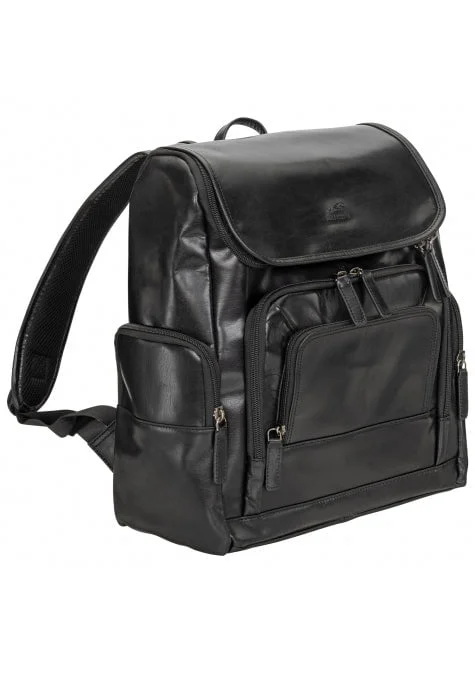 Backpacks for travel essentials-Mancini Buffalo Collection Leather Backpack for 15.6” Laptop and Tablet