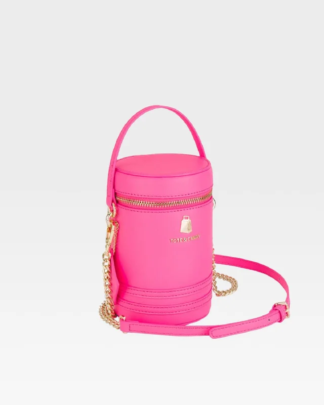 How to pick mini backpack size-Mini Barrel Purse in Neon Pink