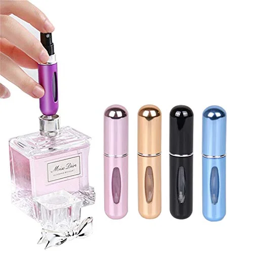 Mini backpack for quick outings-Mini Refillable Perfume Portable Atomizer Bottle Refillable Perfume Spray, Refill Pump Case for Traveling and Outgoing (5ml, 4 Pack)