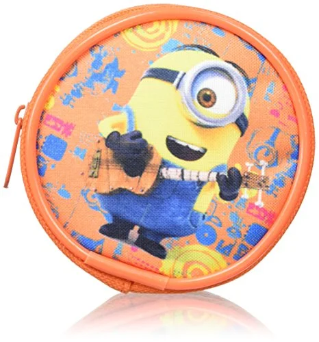 Mini backpack for music festivals-Minions Round Purse Coin Pouch, 8 Cm, Orange