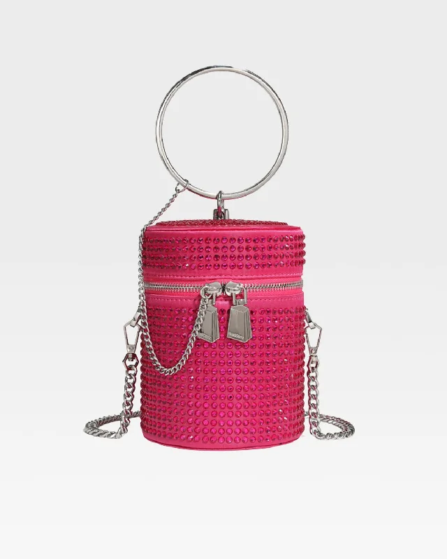 How to pack mini backpack well-Crystal Mini Barrel Bag in Pink