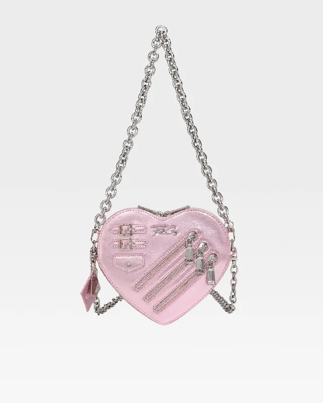 Mini backpack with mesh design-Mini Heart Novelty Bag in Pink