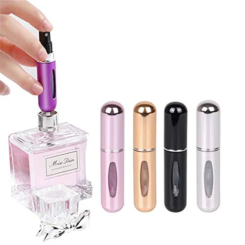 Mini backpack with cool straps-Portable Mini Refillable Perfume Atomizer Bottle Refillable Perfume Spray, Atomizer Perfume Bottle, Scent Pump Case, Perfume Atomizer Refillable Travel (5ml, 4 Pack)