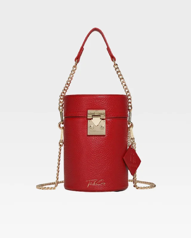 Mini backpack for overnight trips-Mini Barrel Purse in Red