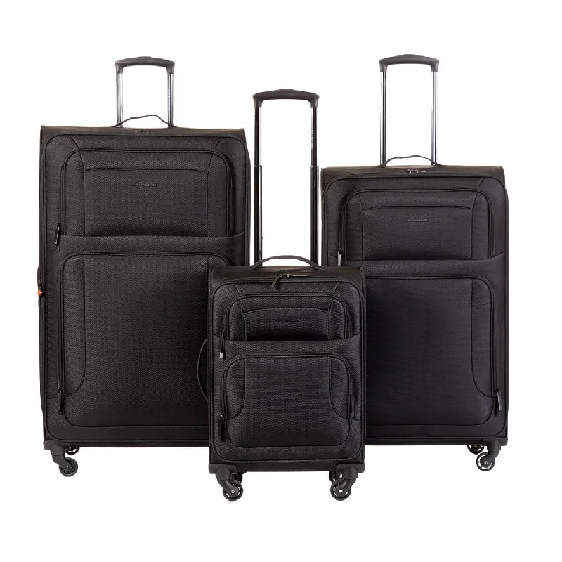 Travel suitcase with padded back-Jetstream 3 Piece Spinner Expandable Luggage Set