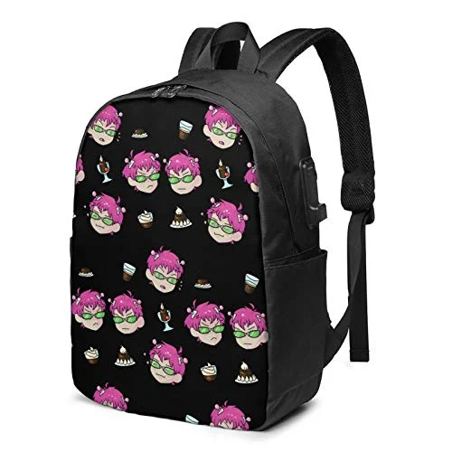 Handbag Bangkok vibrant-Saiki K Anime Backpack 17 Inches with USB Port Anime Backpack Handbag Laptop Backpack Travel Business Mountaineering Bag Casual Men and Women Backpack