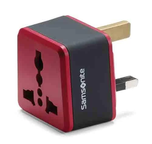 Travel suitcase for solo trips-Samsonite Grounded Adapter Plug - United Kingdom, Ireland, Hong Kong & Singapore