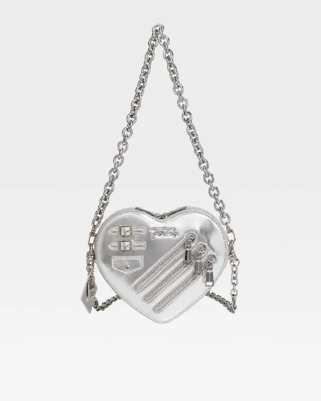 Best mini backpack for festivals-Mini Heart Novelty Bag in Silver