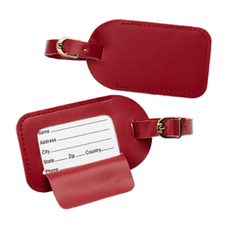 Suitcase for high-altitude vacations-Travel Smart Deluxe Red Pvc Luggage Tags