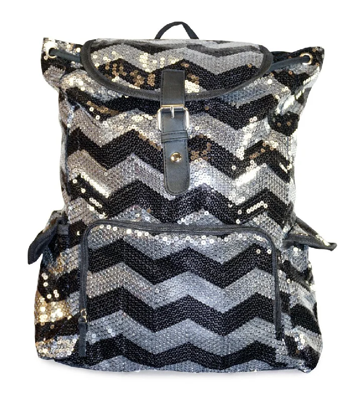 Handbag Louisiana spice-5Star-TD Chevron Backpack Zigzag Print Purse Sequined Book Bag Handbag