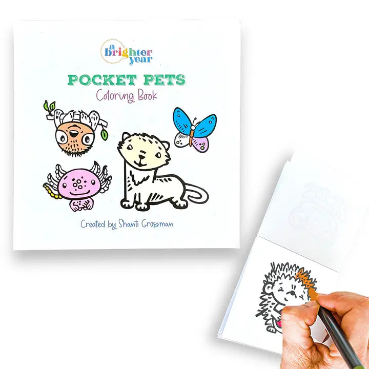 Mini backpack for festival looks-A Brighter Year Pocket Pets Mini Coloring Book- $5