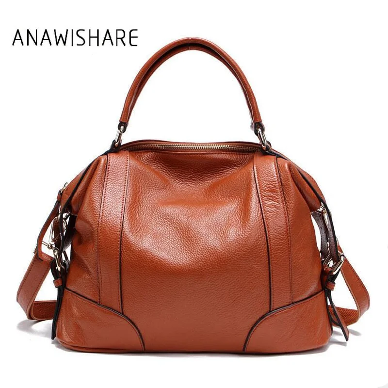 Handbag for adults-Anawishare Women Handbags Genuine Leather Crossbody Shoulder Bag Cowhide Real Leather Ladies