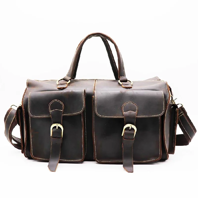 Handbag Bhutan peace-Brand Brand New Vintage Genuine Crazy Horse Cow Leather Handbag 14" Travel Duffle Men'S Shoulder