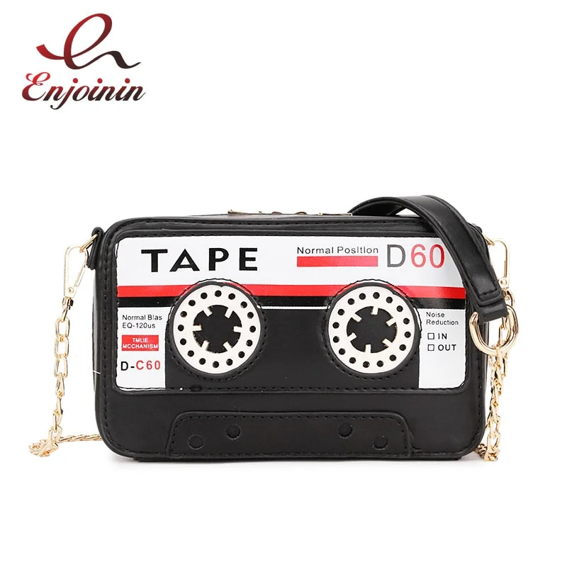 Handbag Haiti spirit-Cartoon Tape Shape Small Crossbody Bag Women Purses and Handbags Fashion Shoulder Chain Bag 2021 Girls Clutch Bag Pu Leather